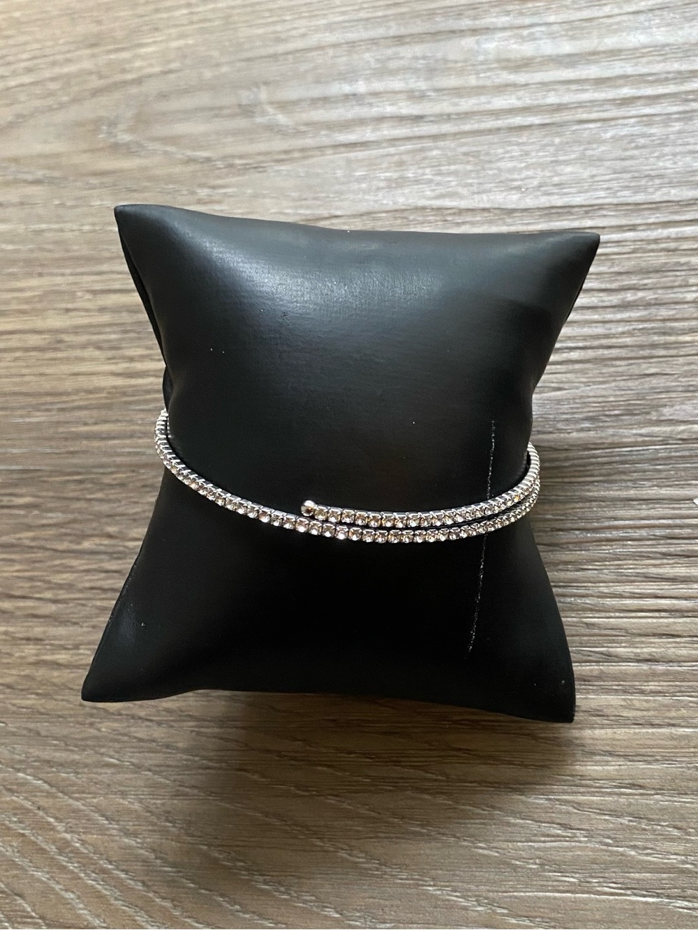 paparazzi Silver Crystal Double-Row Cuff Bracelet